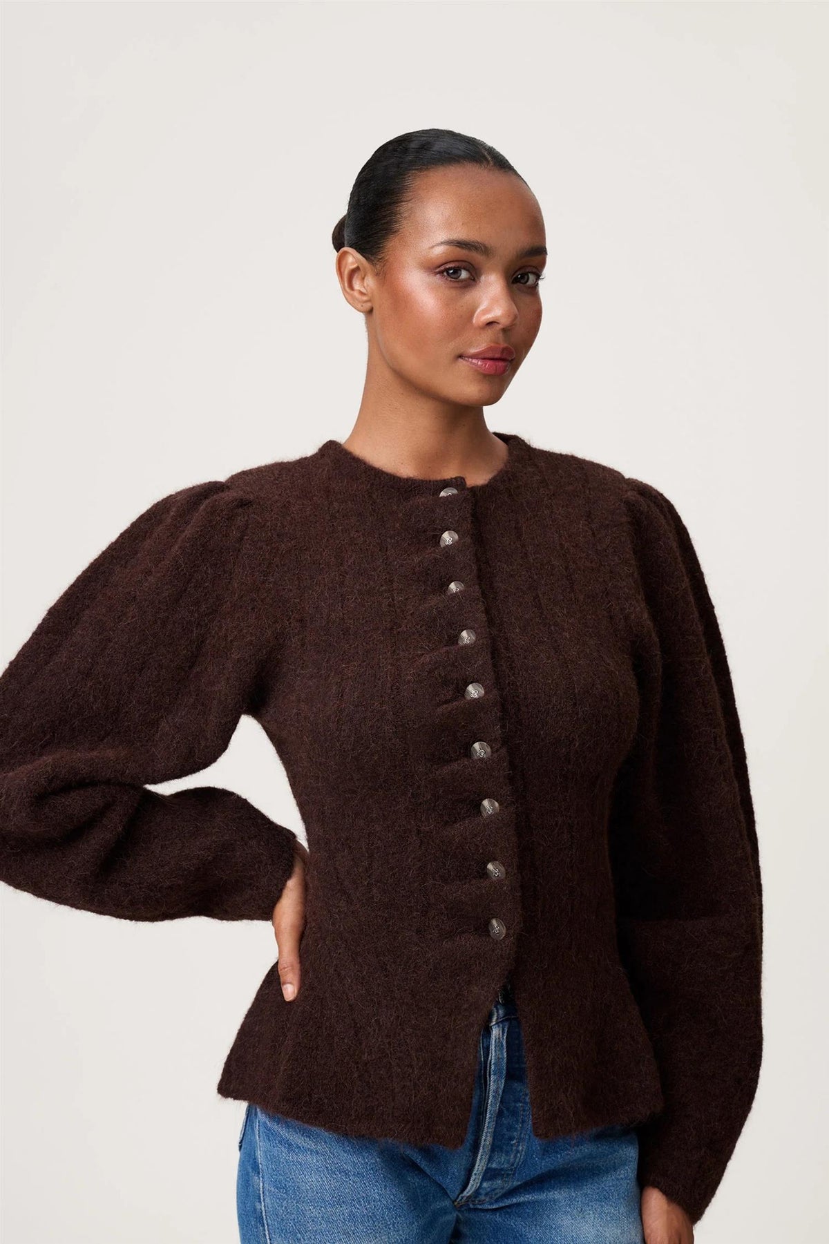 Arolla Cardigan Brown Melange.