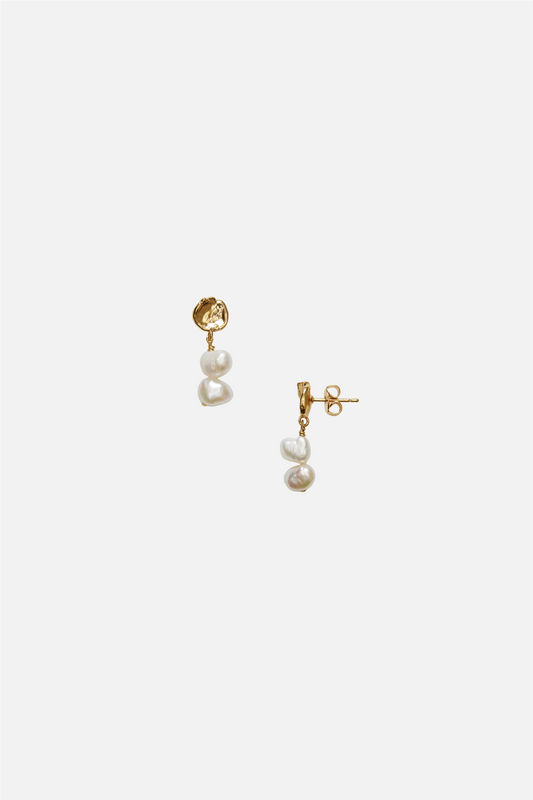 Pearly Drop Earring / Short Gold