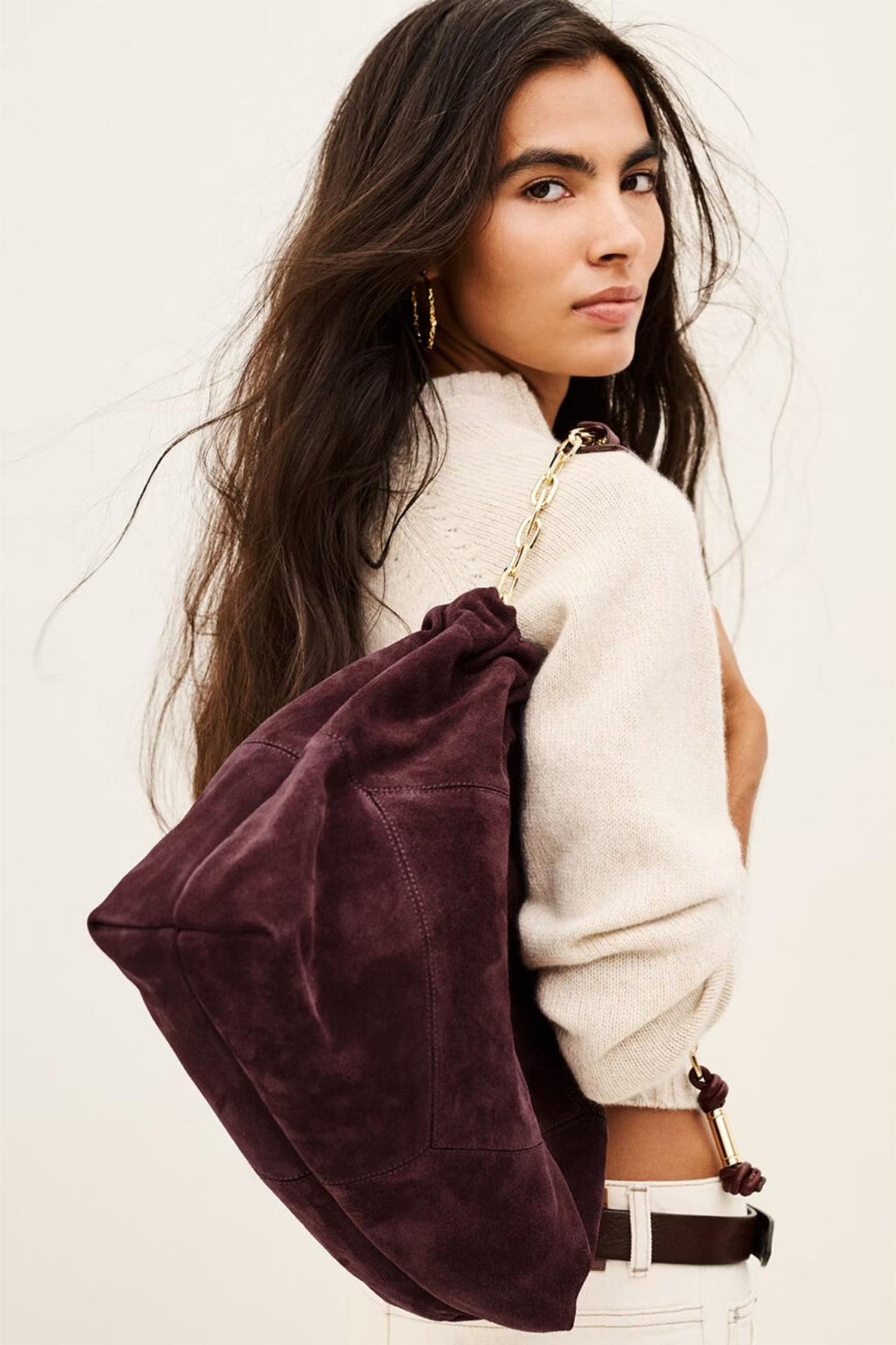 Bag M Suede June Tote Bordeaux