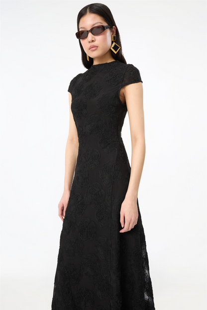 Flower Mesh Maxi Dress Black.