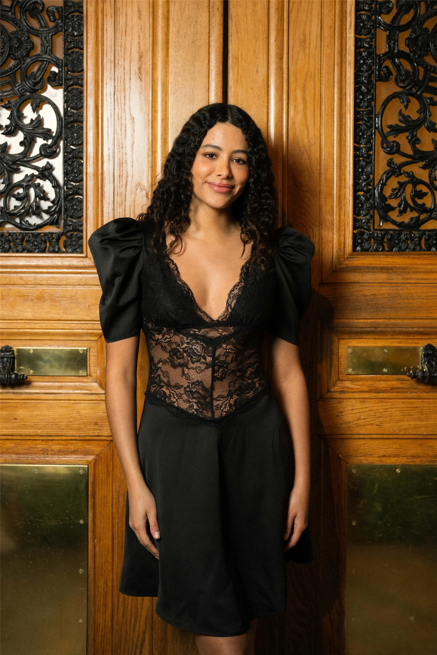 Francis Lace Mini Dress Black.