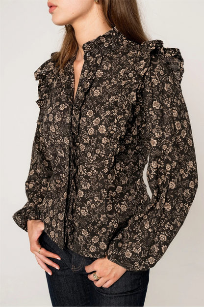 Maya Blouse Beige Botanic
