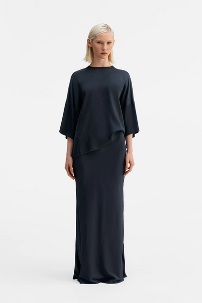 Thea Silk Tee Blue Grey