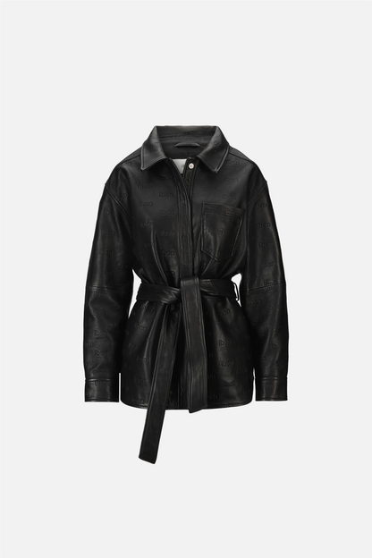 Embossed Leather Jacket Black