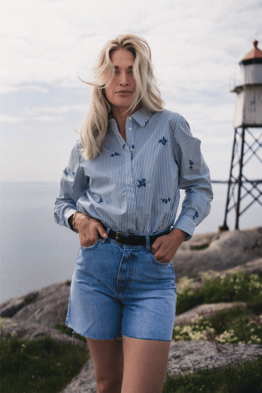 RAUSIda Maja Shirt STP EMB B Wht Q Har Flw