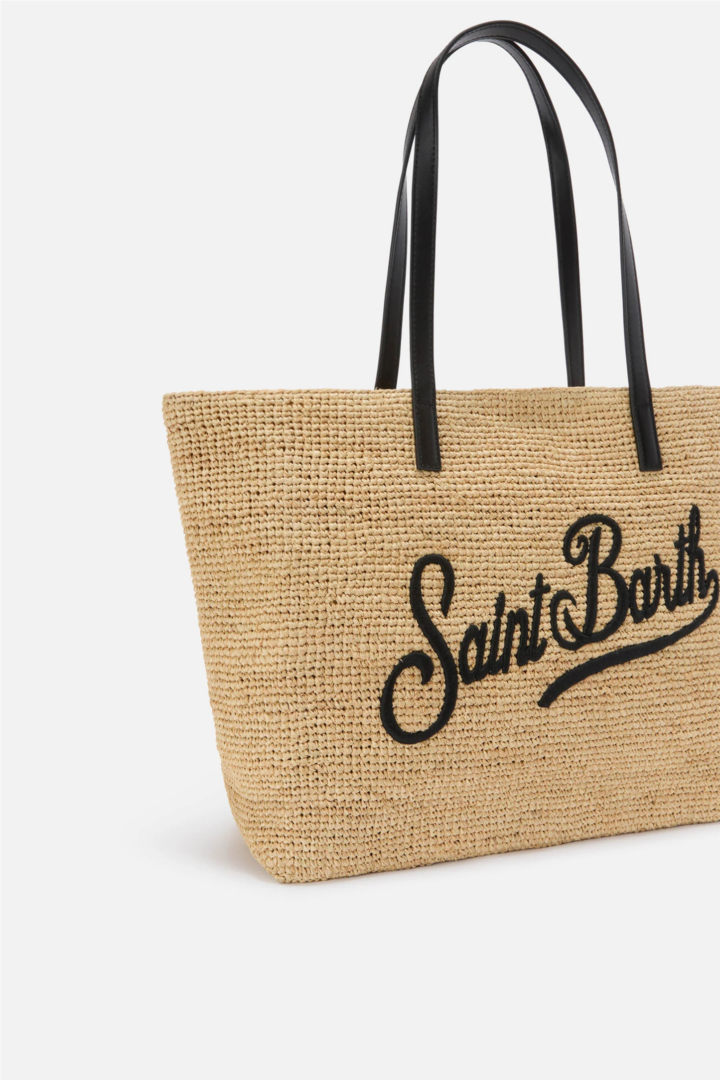 Raffia City Bag Black Embroidery