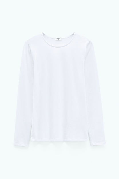 Cotton Stretch Long Sleeve White