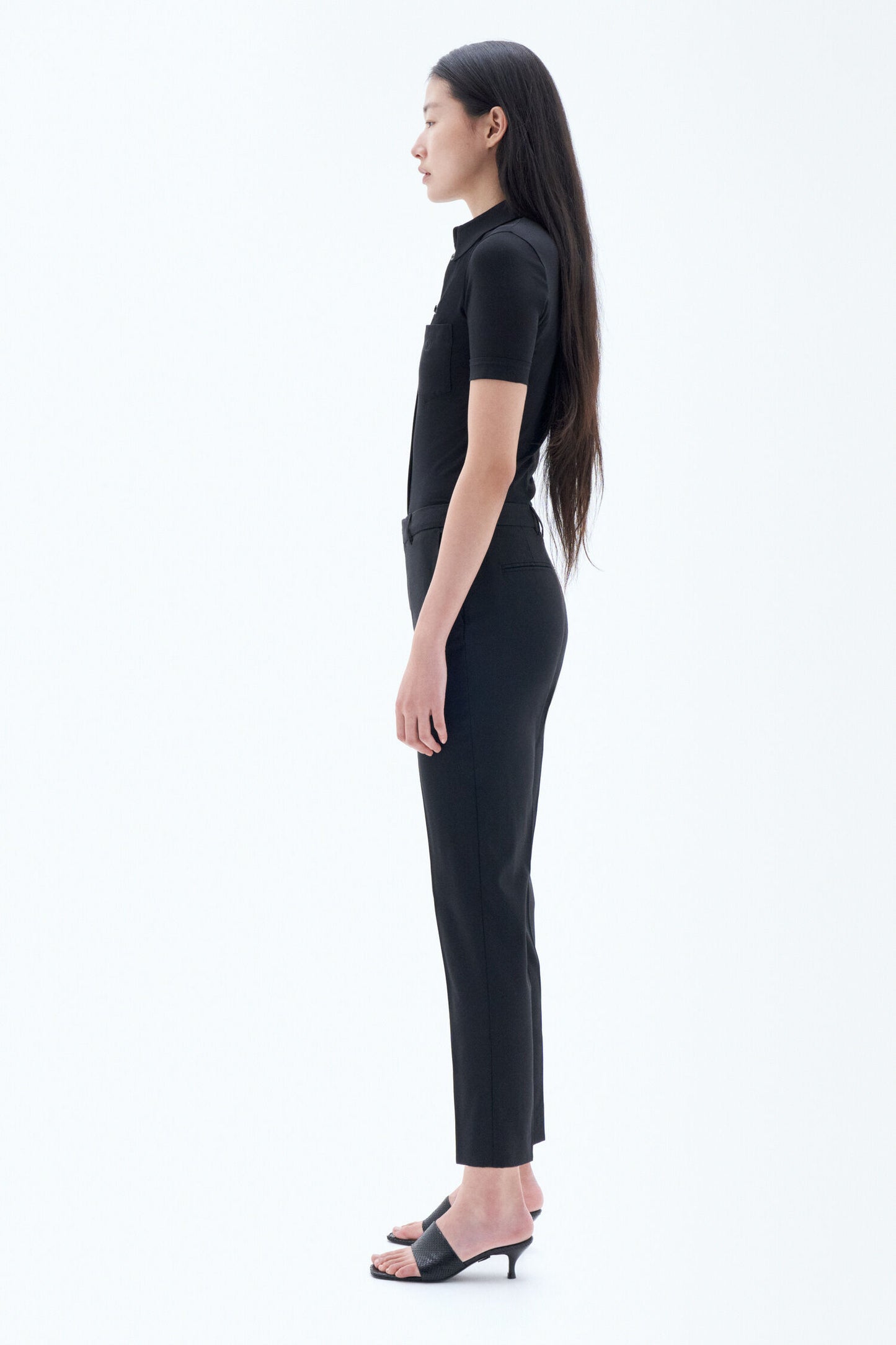 Emma Cropped Cool Wool Trousers Sort