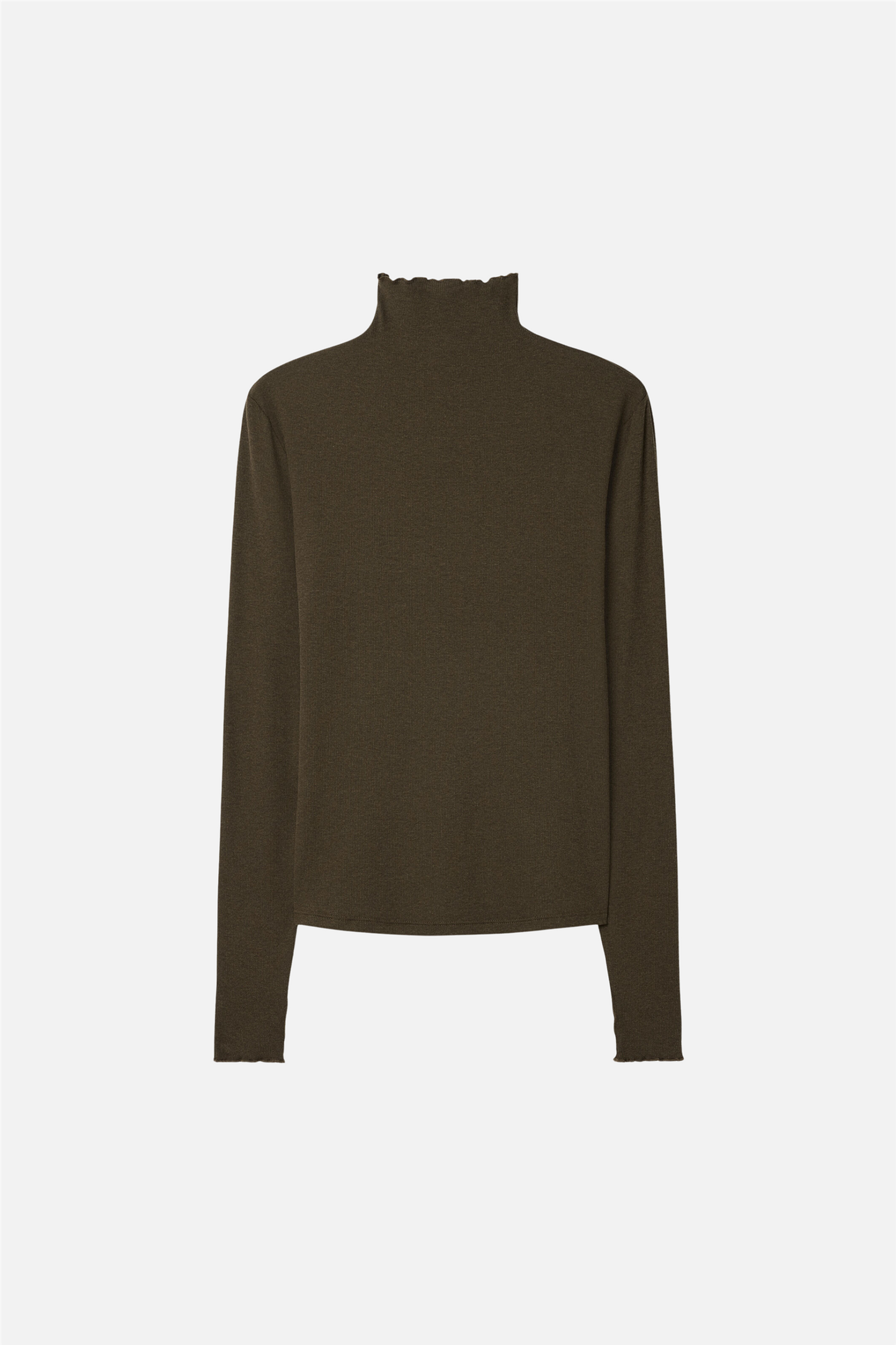 Rib mock neck top Dark Khaki Green