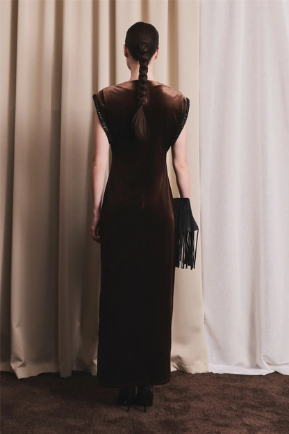 Sunset Velour Dress Cocoa Brown