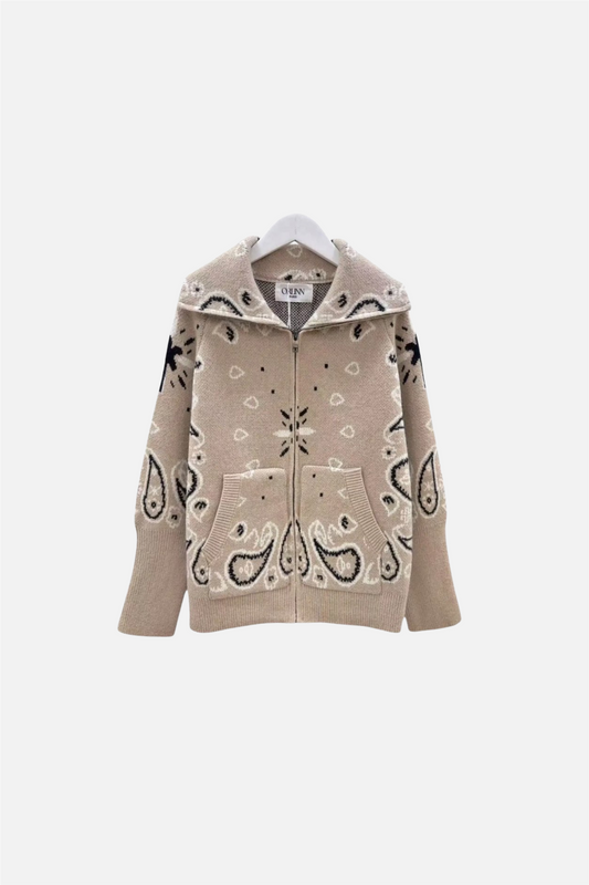 Paisley Jacket Zip Beige.
