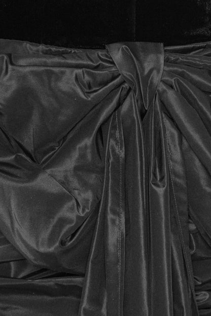 Velvet Bow Mini Dress Black