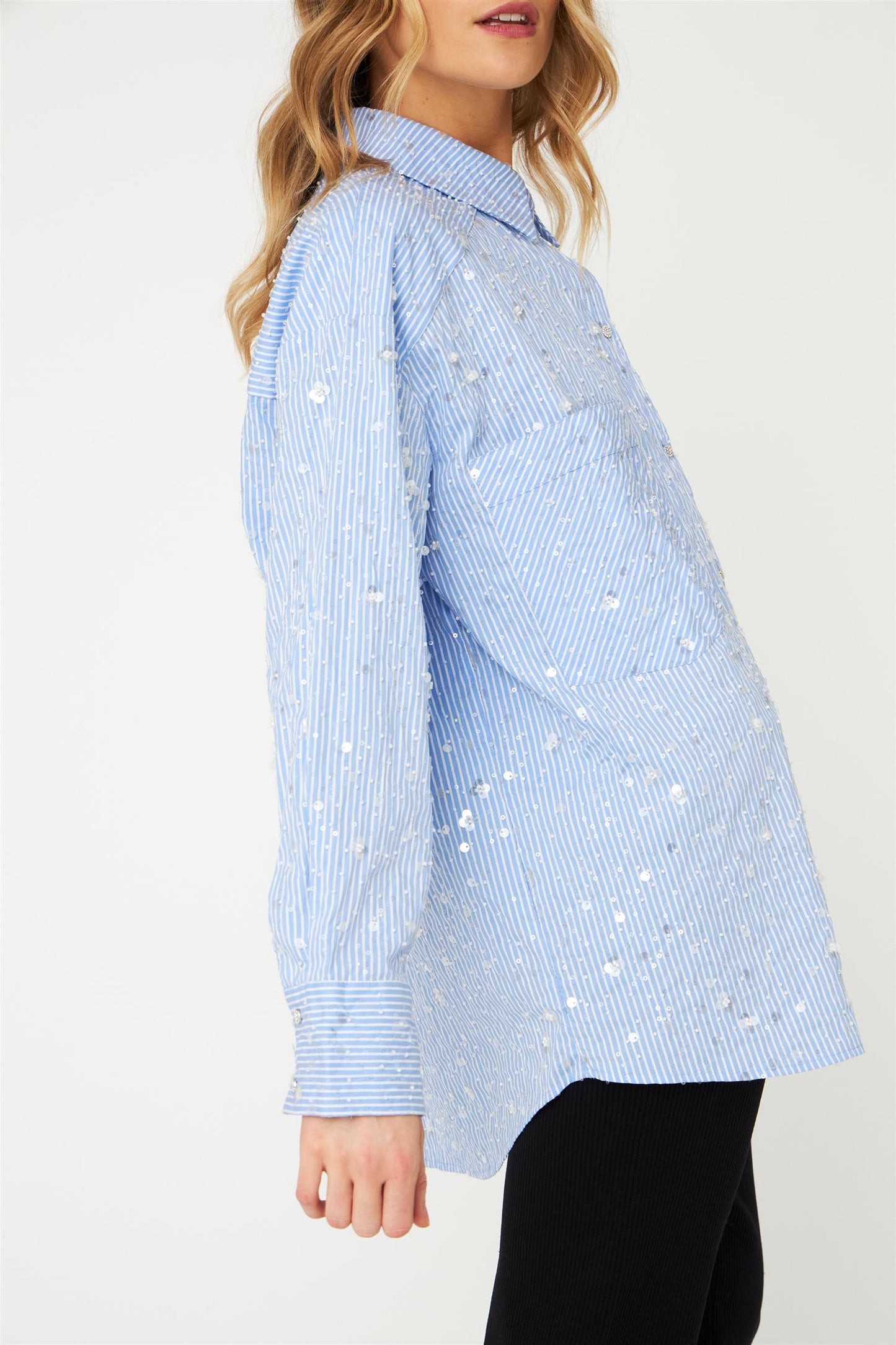 Elliecras Shirt Blue Sequin Stripe