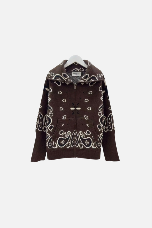 Paisley Jacket Zip Brown.
