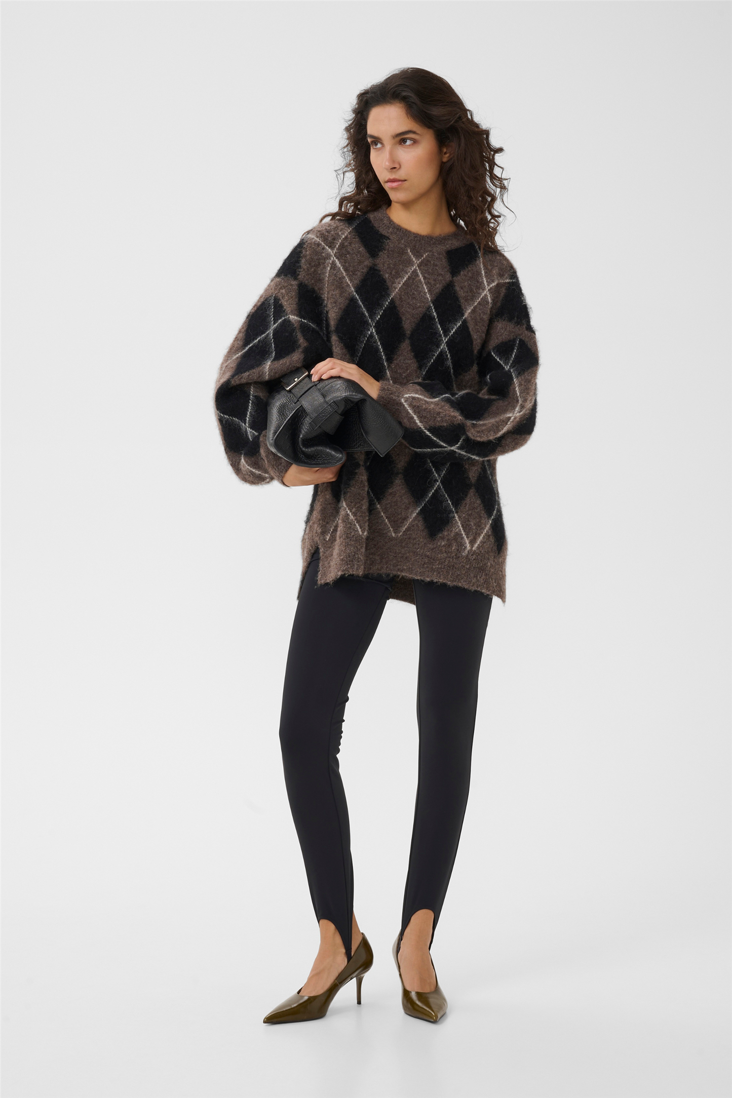 GZsida multi long pullover Black/Chestnut/Ivory.