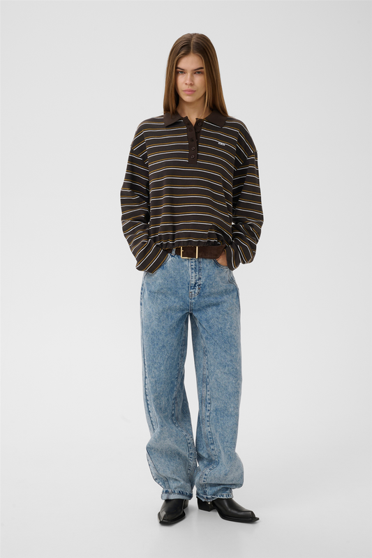 GZpilova LS polo tee Ganache Striped.