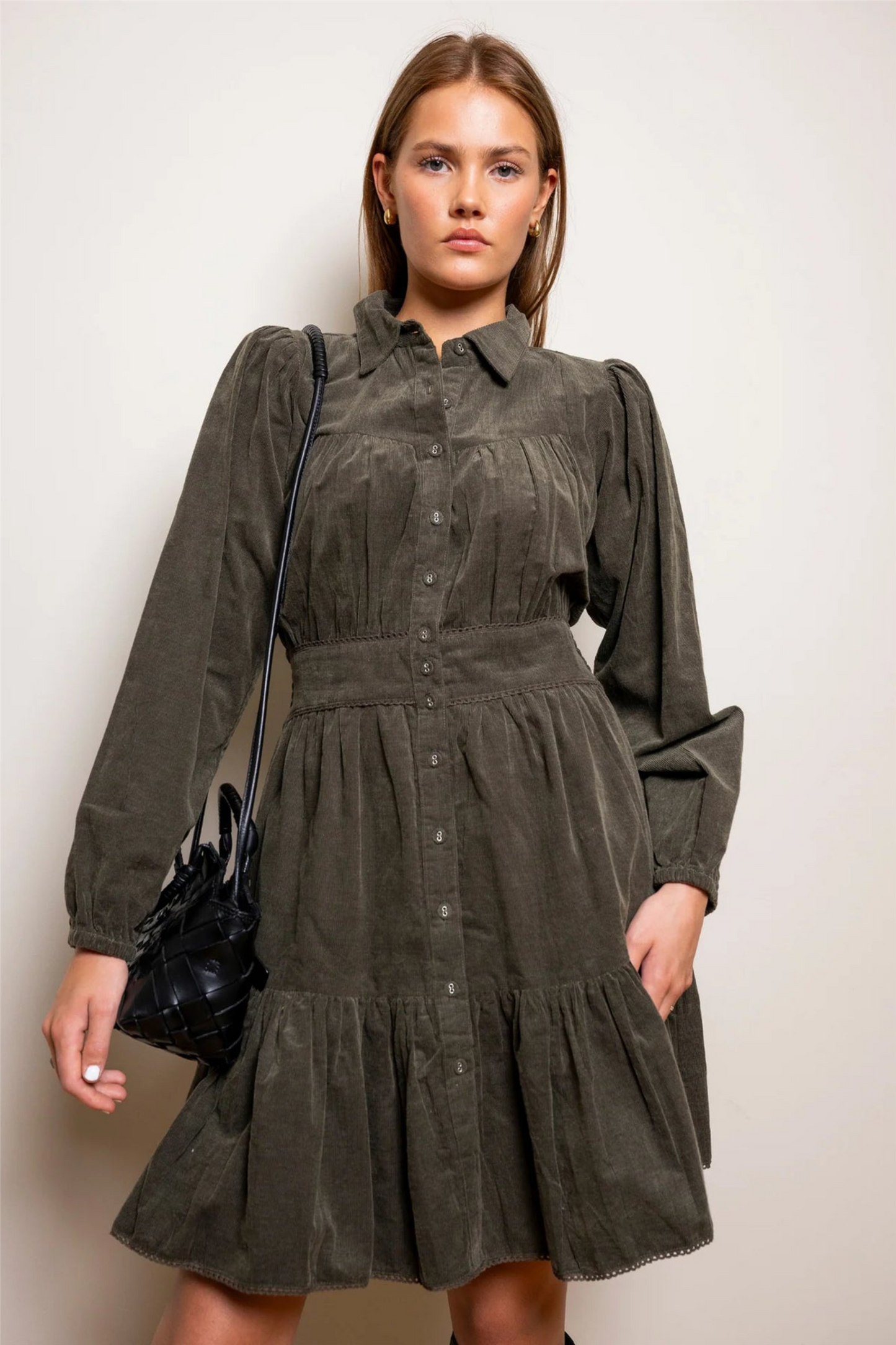 Vicky Dress Dark Forest Corduroy
