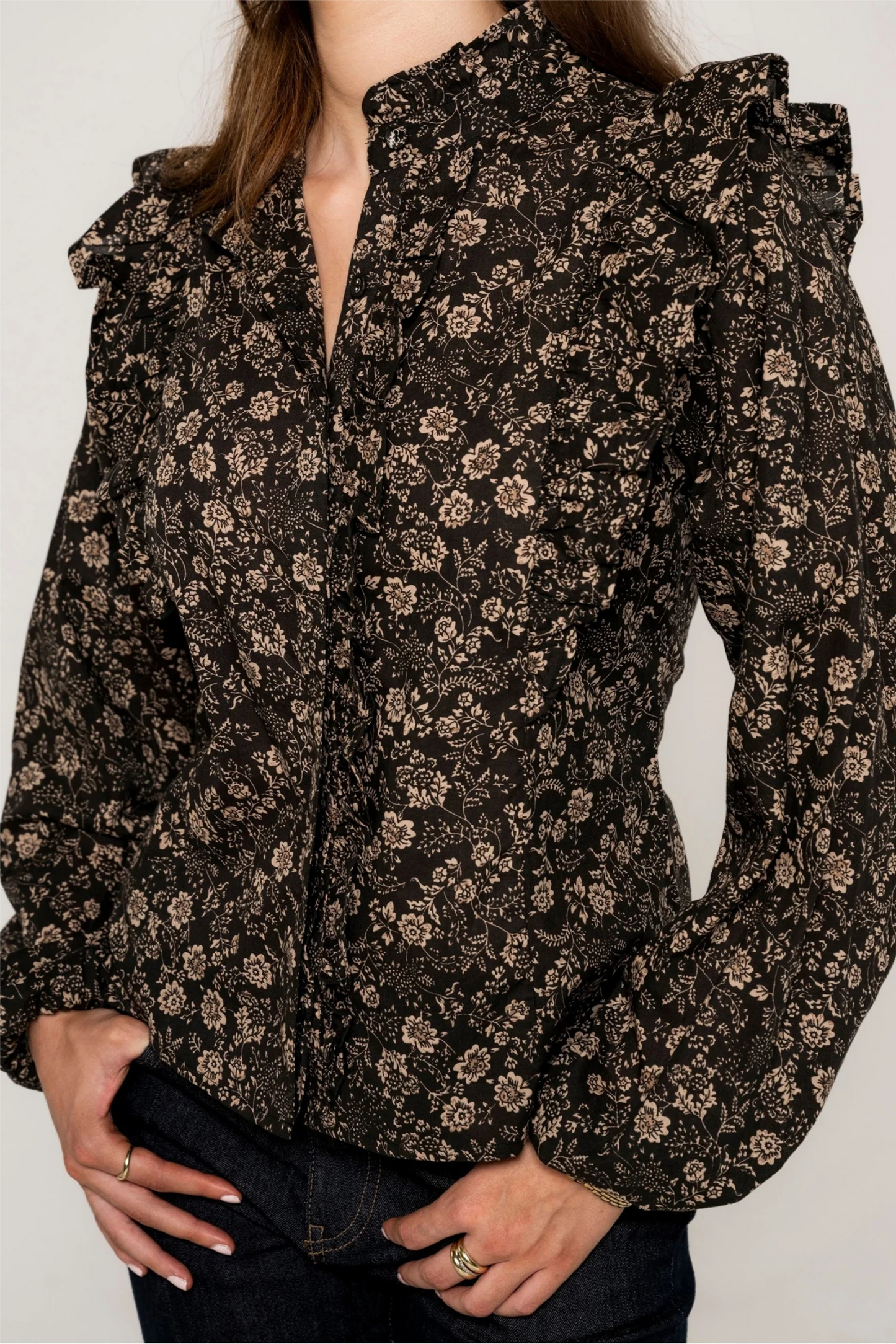 Maya Blouse Beige Botanic
