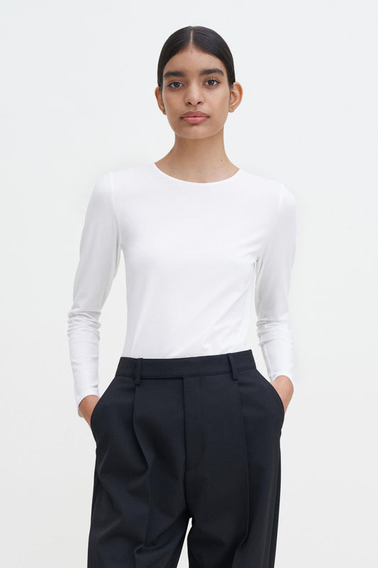 Cotton Stretch Long Sleeve White