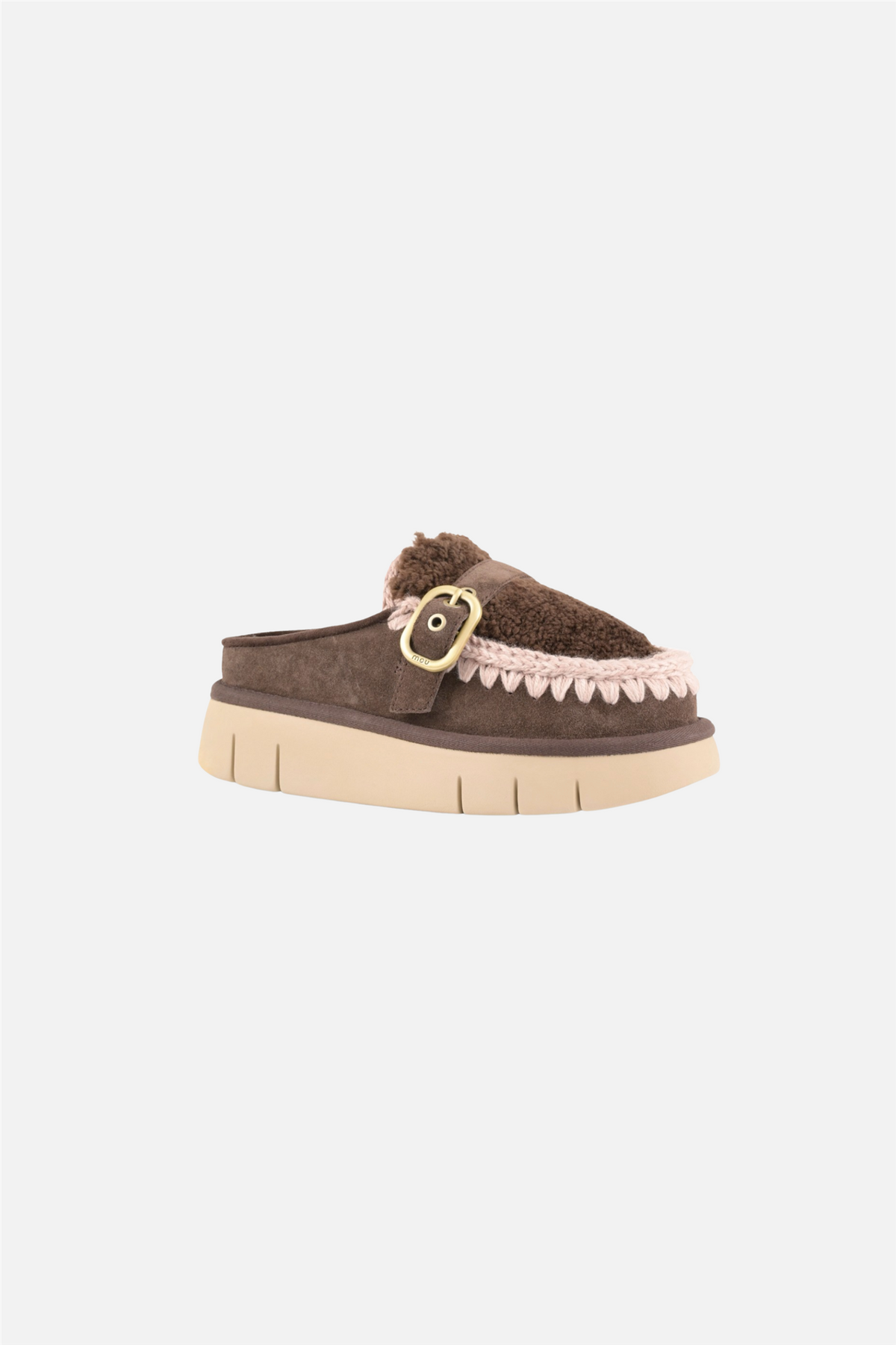 Bounce Clog Suede & Curly Sheepskin Mocha