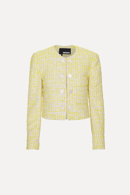 Boucle Cropped Jacket Pastel Yellow