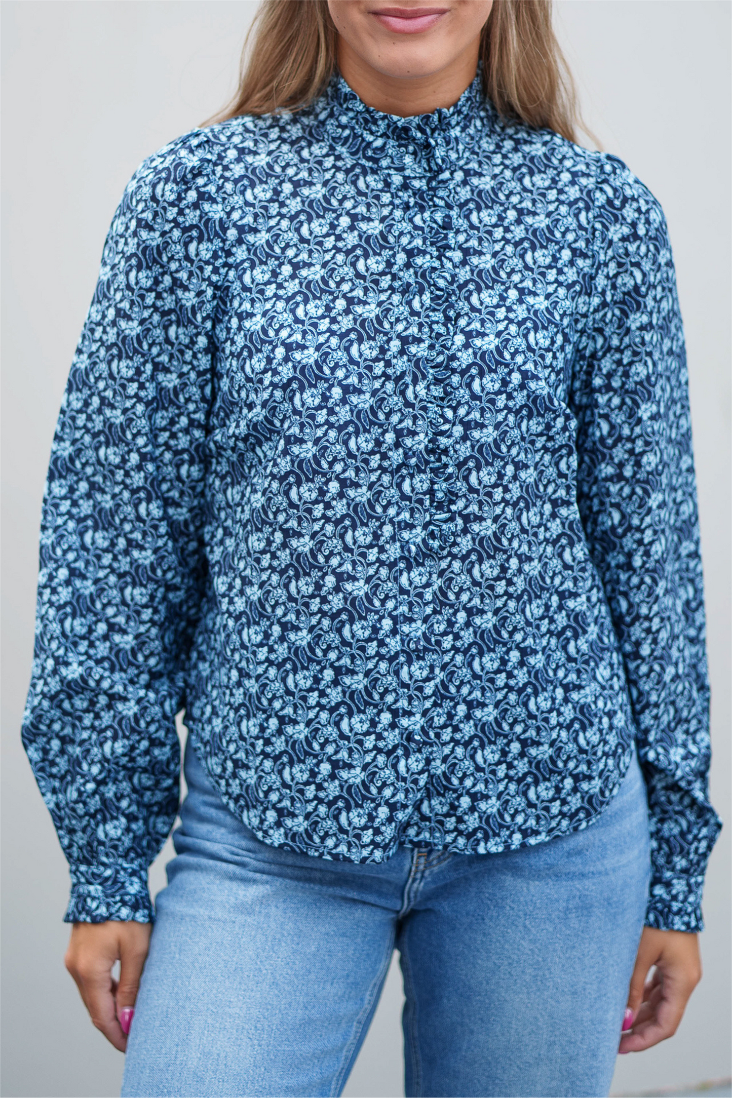 RAUSAstrid Shirt AOP Cry Blue Flower