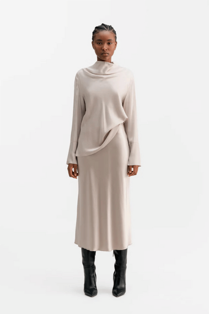 Hana satin silk skirt Greige