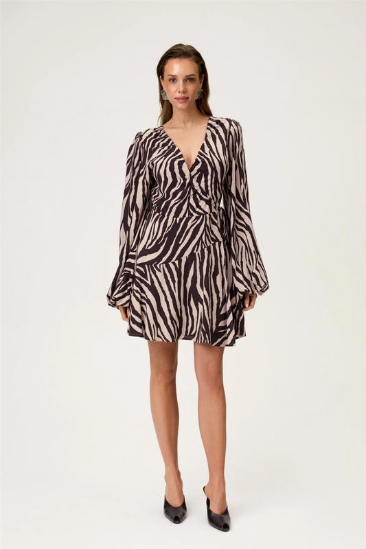 Portofino Mini Dress Brown Zebra.
