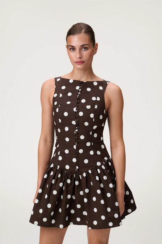 Sevilla Dress Small Brown Dot.