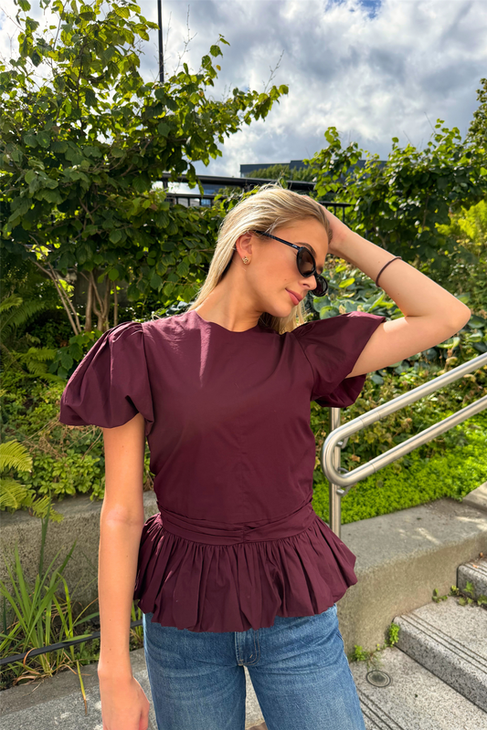 Puff Sleeve Top Zinfandel