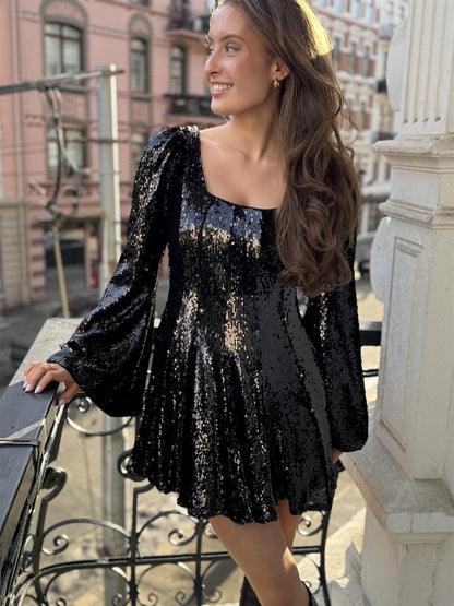 Sophie Sequin Dress Black