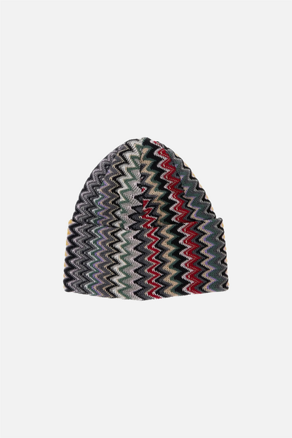 Zigzag Knit Beanie Brown