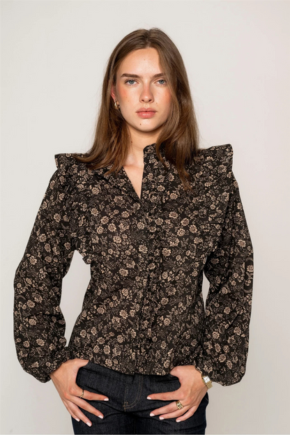 Maya Blouse Beige Botanic