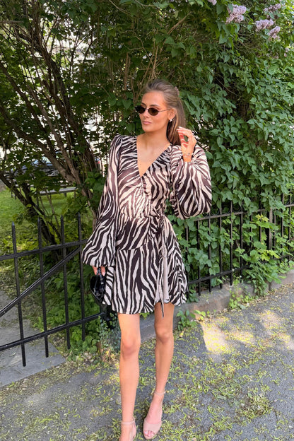 Portofino Mini Dress Brown Zebra
