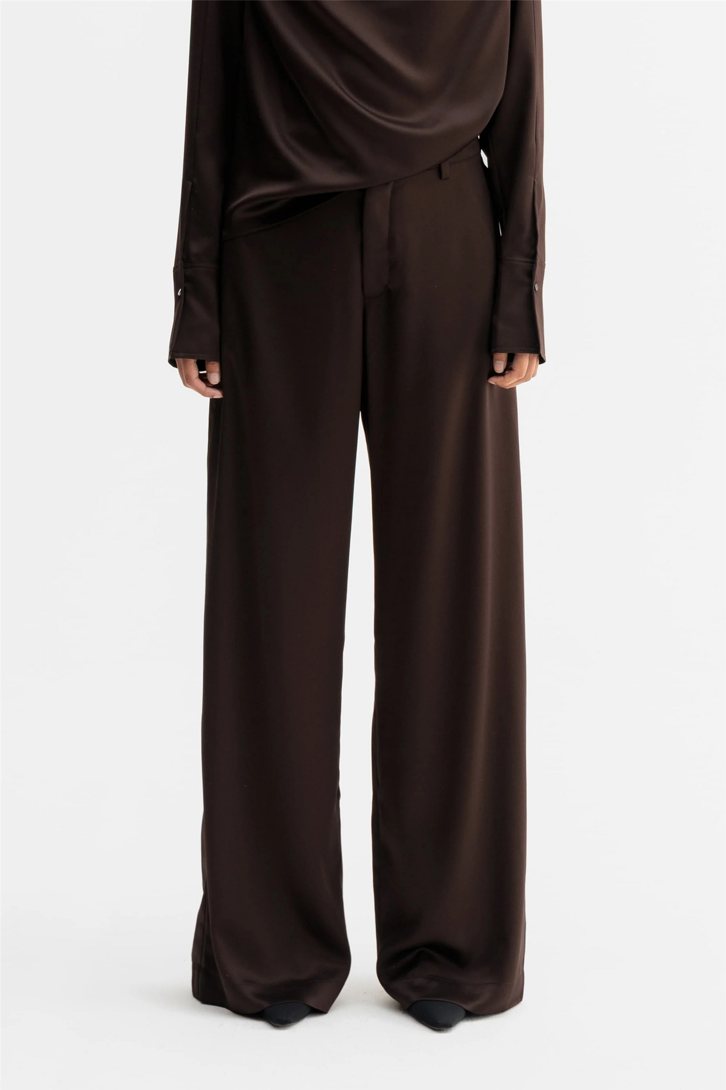 Mila Satin Trousers Dark Brown