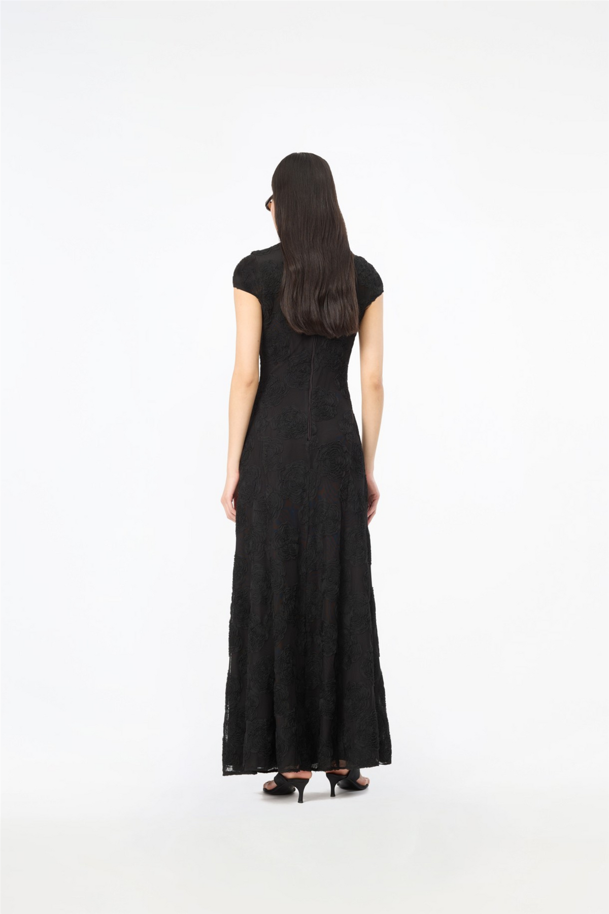 Flower Mesh Maxi Dress Black.