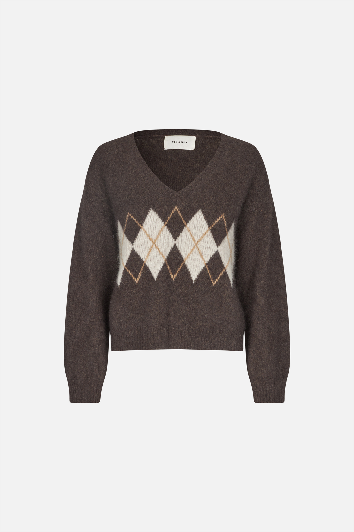 Paige Argyle Sweater Espresso Brown Argyle.