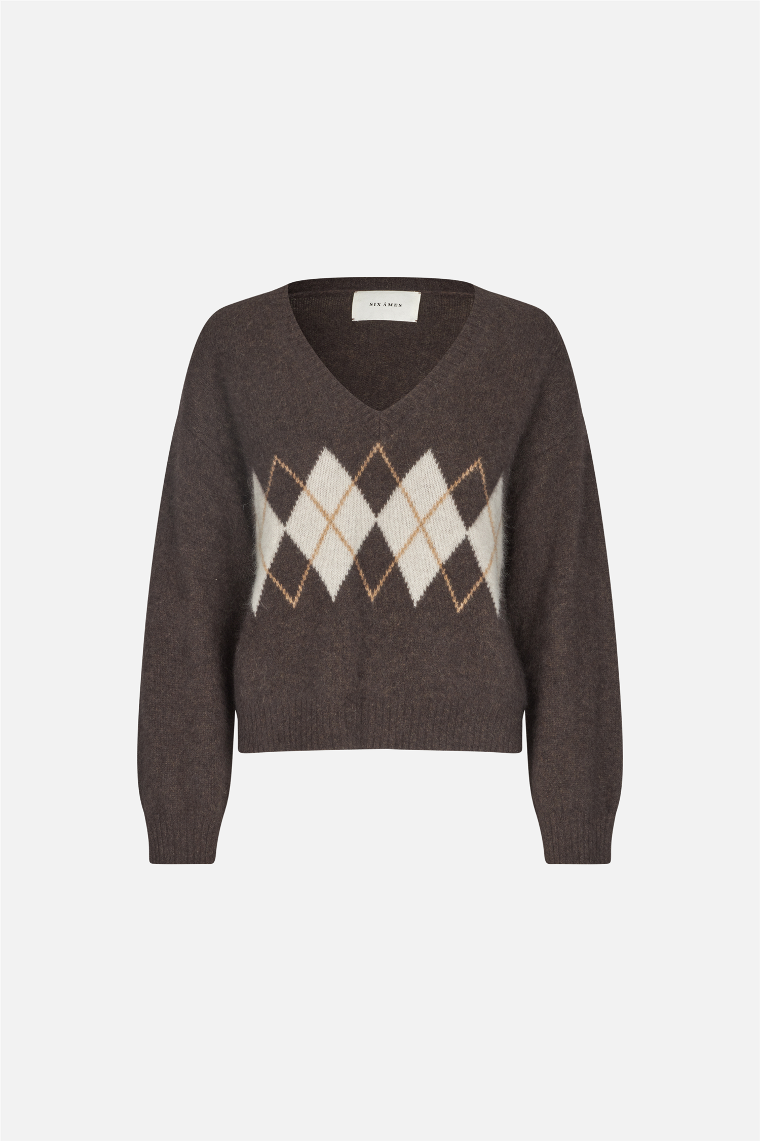 Paige Argyle Sweater Espresso Brown Argyle.