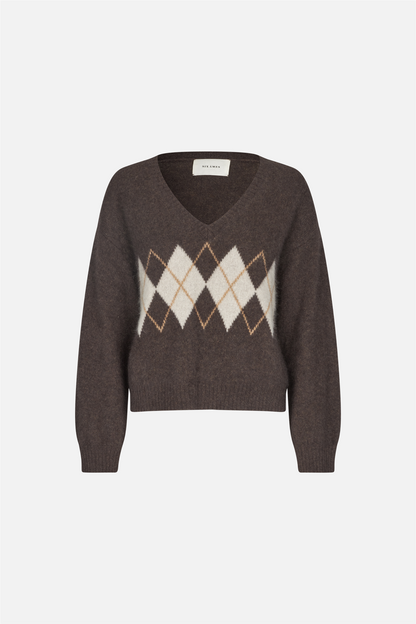 Paige Argyle Sweater Espresso Brown Argyle.