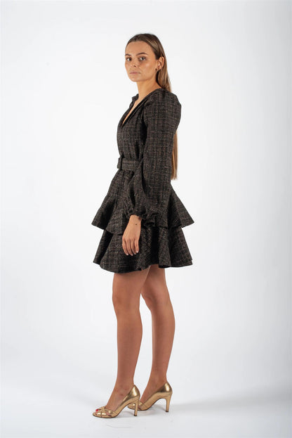 Wavy dress Black Tweed