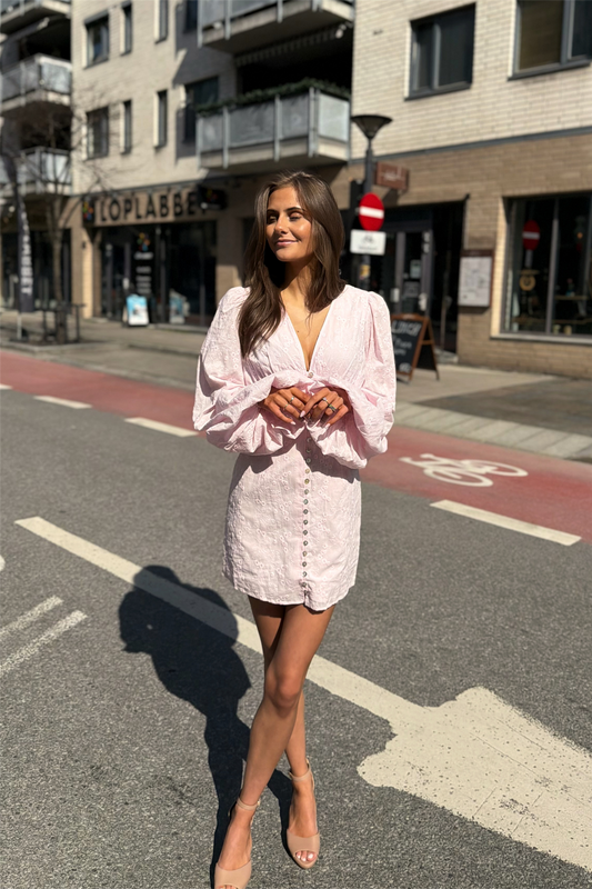 Florence Dress Pink Embroidery