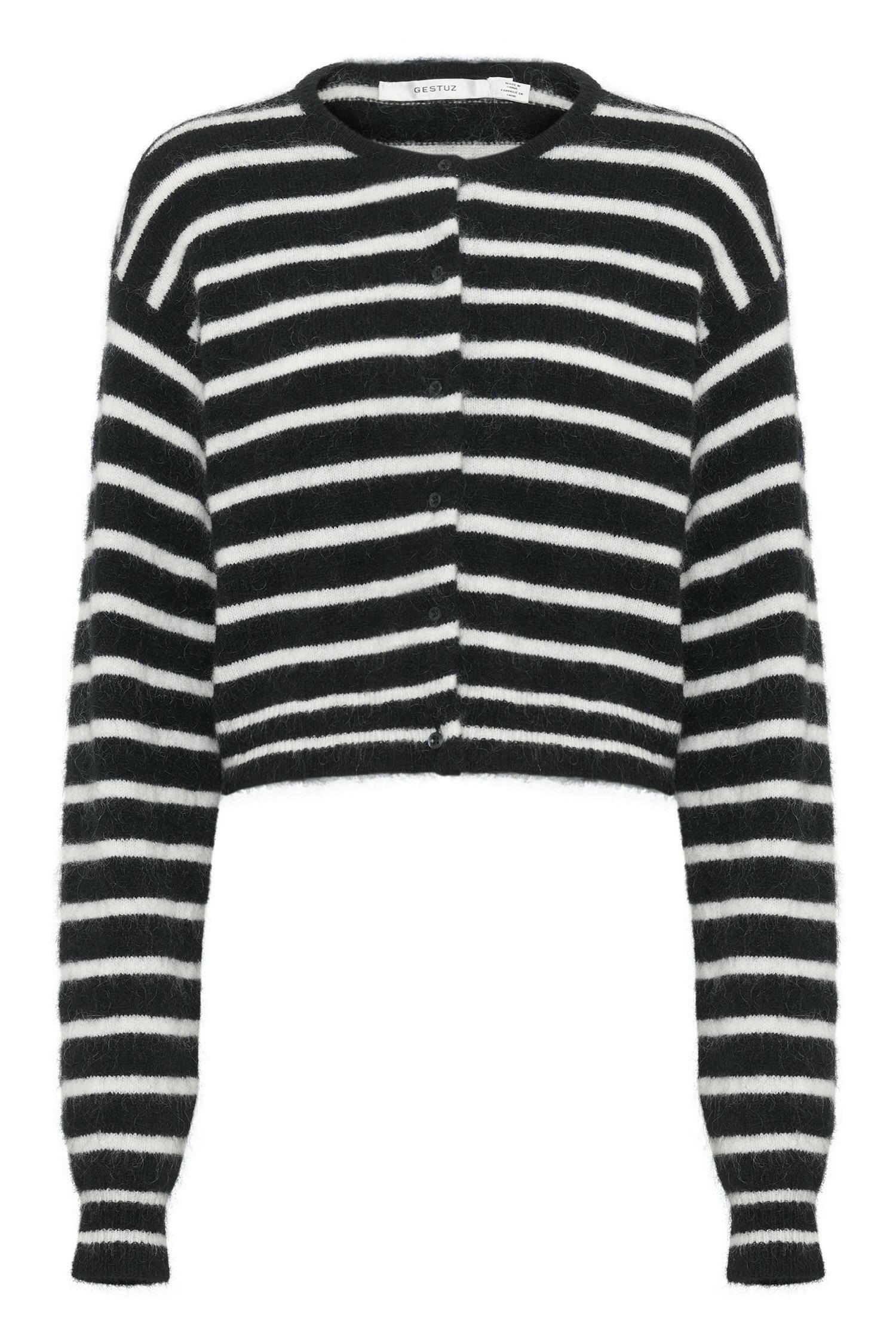 DebbieGZ short cardigan Black/White Stripe.