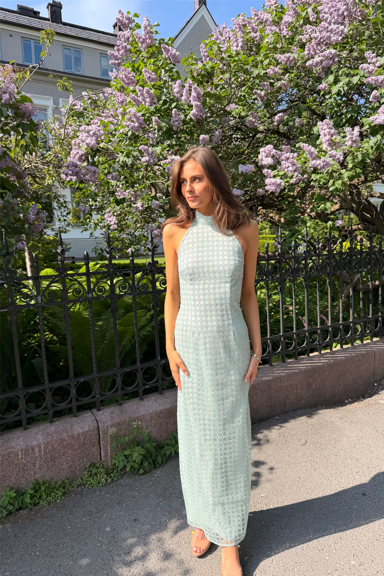 Beaded Maxi Dress Ice Flow.