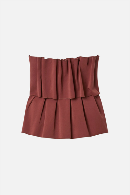 Sculpted Tube Top Mahogny Red