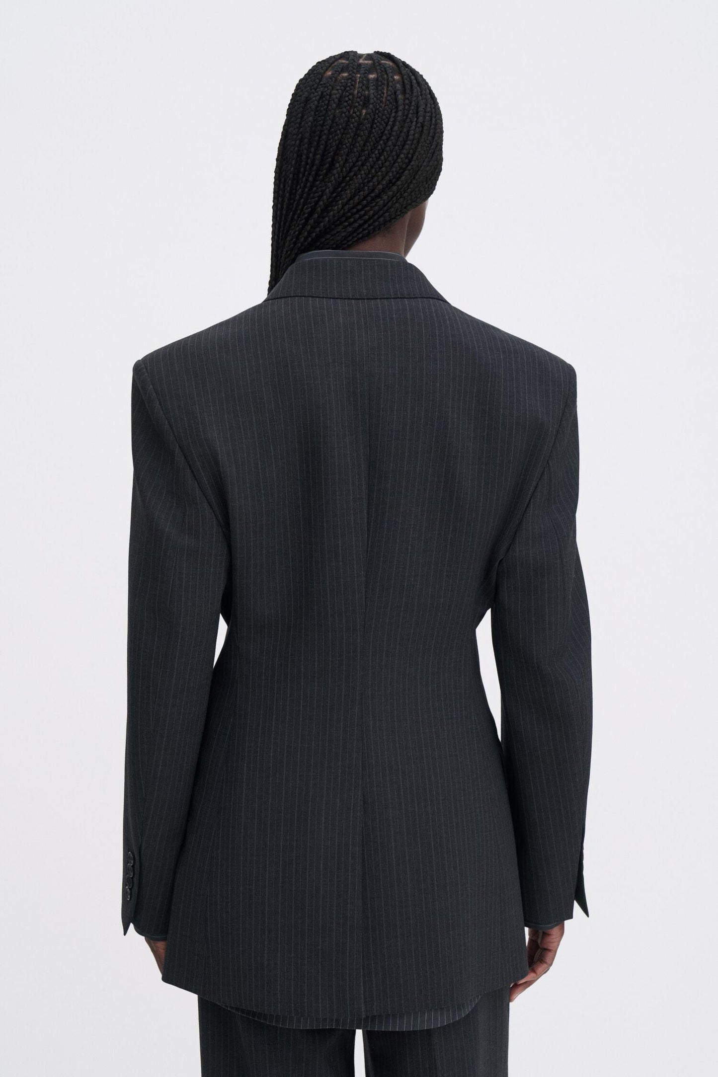 Hourglass Pinstripe Blazer Anthracite Melange
