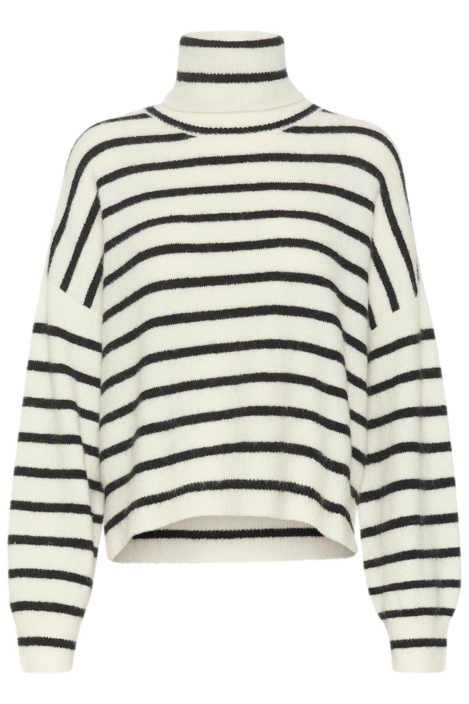 AlphaGZ rollneck striped Ivory Black Striped.