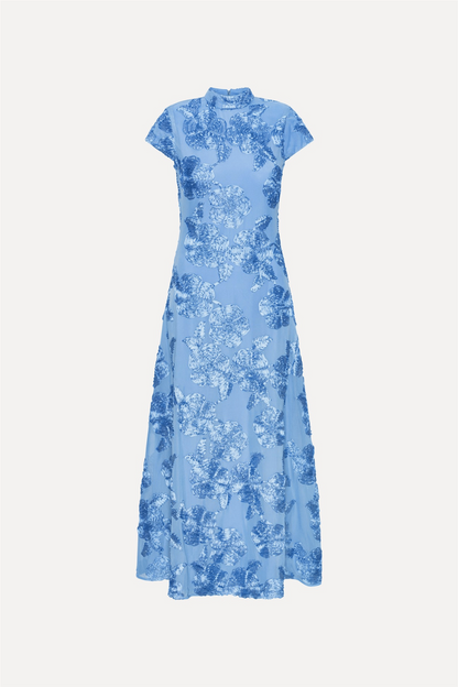 Mesh Capsleeve Maxi Dress Hydrangea (Blue)