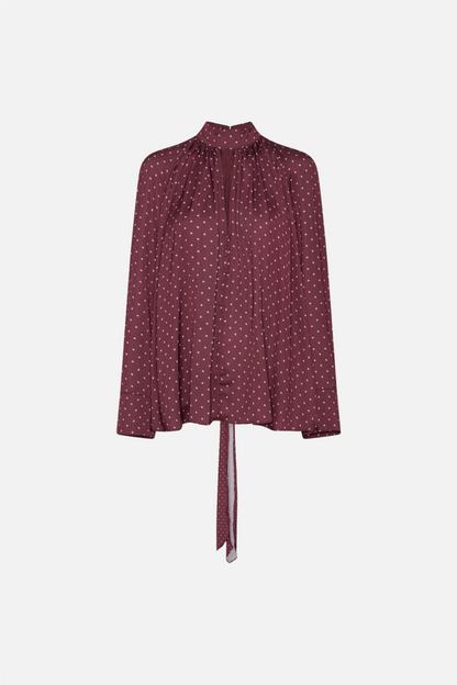 Dot Satin Bow Shirt Winetasting Comb..