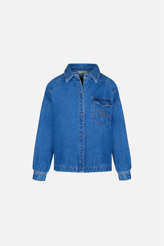 Kylie Shirt Medium Wash Blue Denim.