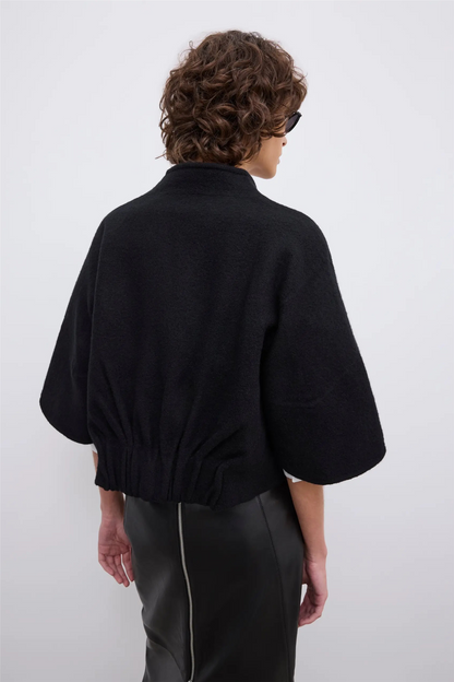 Short Wool Cardigan Black.